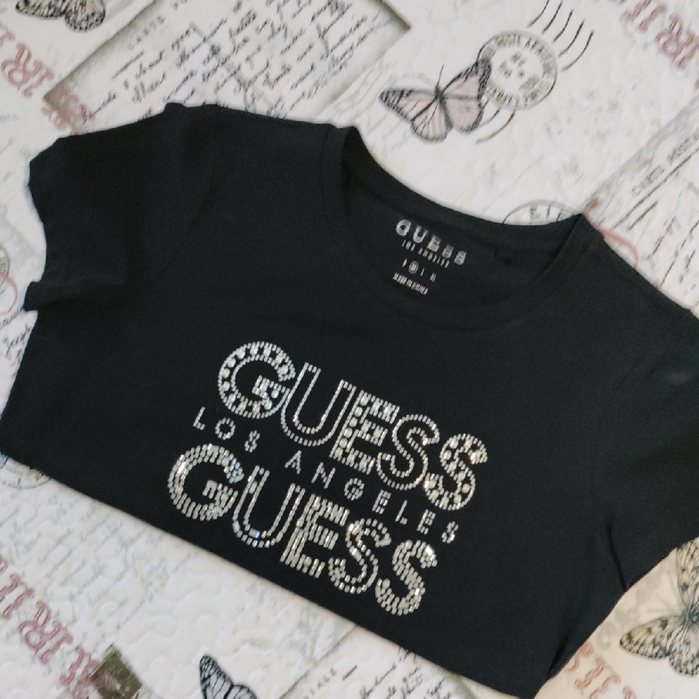 Guess Kids Black Tee with White Logo